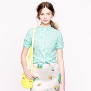 J. Crew Sz 6 Mint Green Gingham Perfect Shirt